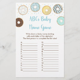 Blue Donut ABCs Baby shower Name Game