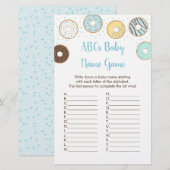Blue Donut ABCs Baby shower Name Game (Voorkant / Achterkant)