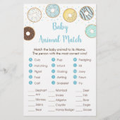Blue Donut Baby shower Animal Match Game (Voorkant)