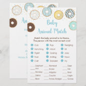Blue Donut Baby shower Animal Match Game (Voorkant / Achterkant)