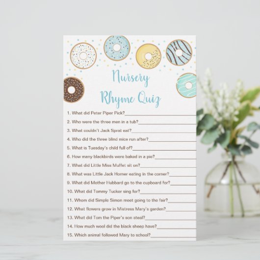 Blue Donut Baby shower Nursery Rhyme Game (Staand voorkant)