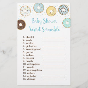 Blue Donut Baby shower Word Scramble Game