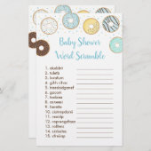 Blue Donut Baby shower Word Scramble Game (Voorkant / Achterkant)