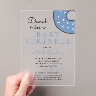 Blue Donut Baby Sprinkle Boy Baby shower Acryl Uitnodigingen