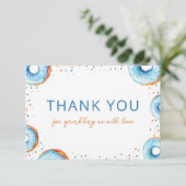 Blue Donut Baby Sprinkle Flat Dank u kaart (Staand voorkant)