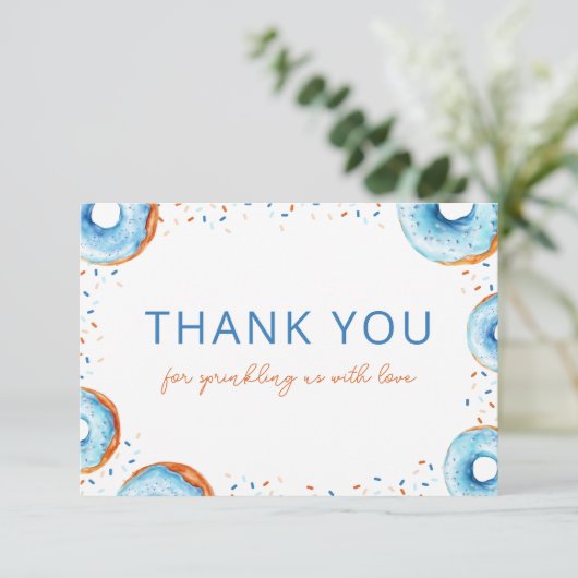 Blue Donut Baby Sprinkle Flat Dank u kaart (Staand voorkant)