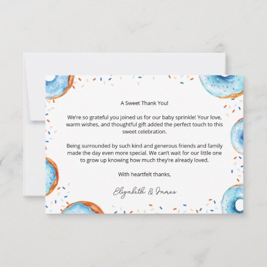 Blue Donut Baby Sprinkle Flat Dank u kaart (Achterkant)