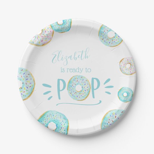 Blue Donut Baby Sprinkle Papieren Bordje (Voorkant)