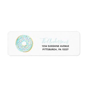 Blue Donut Baby Sprinkle Return-adres Etiket
