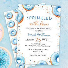 Blue Donut Baby Sprinkle Shower Invitation Kaart