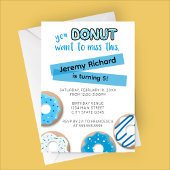 Blue Donut Birthday Invitation Kaart