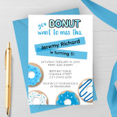 Blue Donut Birthday Invitation Kaart
