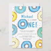 Blue Donut Boy's eerste verjaardagsfeestje Kaart (Voorkant)