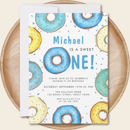 Blue Donut Boy's eerste verjaardagsfeestje Kaart