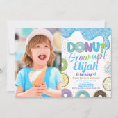 Blue Donut Grow Up Boy Kind Birthday Party Foto Kaart (Voorkant)