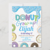 Blue Donut Grow Up Boy Kind Birthday Party Invitat Kaart (Voorkant)