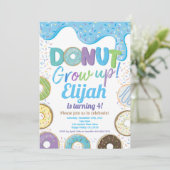 Blue Donut Grow Up Boy Kind Birthday Party Invitat Kaart (Staand voorkant)