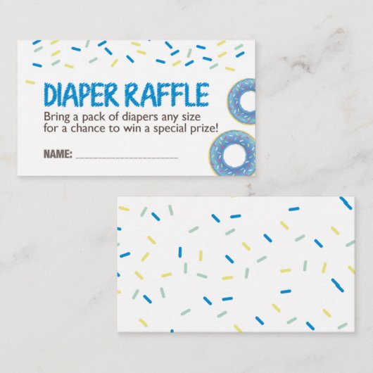 Blue Donut Luier Raffle Ticket Informatiekaartje (Voorkant / Achterkant)