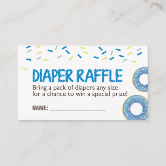 Blue Donut Luier Raffle Ticket Informatiekaartje (Voorkant)