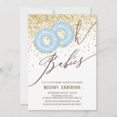 Blue Donut Oh Babies Twin Boys Baby shower Kaart (Voorkant)