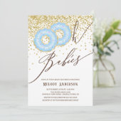 Blue Donut Oh Babies Twin Boys Baby shower Kaart (Staand voorkant)