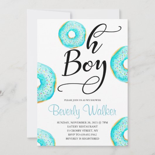 Blue Donut Oh Baby Boys Baby shower Kaart (Voorkant)