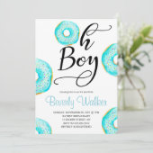 Blue Donut Oh Baby Boys Baby shower Kaart (Staand voorkant)