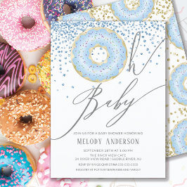 Blue Donut Oh Baby Boys Baby shower Kaart