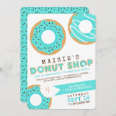 Blue Donut Shop Uitnodiging voor verjaardagsfeestj (Voorkant / Achterkant)