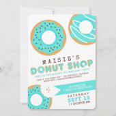 Blue Donut Shop Uitnodiging voor verjaardagsfeestj (Voorkant)