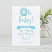 Blue Donut Sprinkles Polka Dot Oh Baby Baby shower Kaart (Staand voorkant)