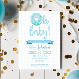 Blue Donut Sprinkles Polka Dot Oh Baby Baby shower Kaart