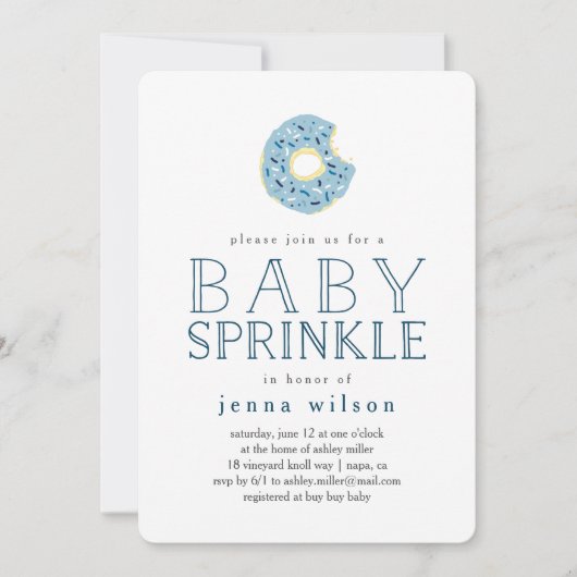 Blue Donut Sprinkles | Uitnodiging voor Baby Sprin (Voorkant)