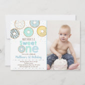 Blue Donut Sweet One First Birthday Kaart (Voorkant)