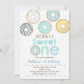 Blue Donut Sweet One First Birthday Kaart