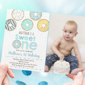 Blue Donut Sweet One First Birthday Kaart