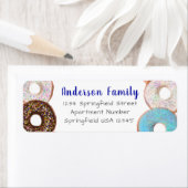 Blue Donut Theme Family Name Aangepast retouradres Etiket (Insitu)