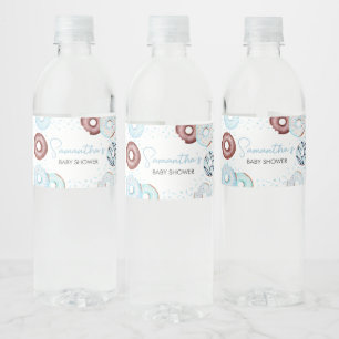 Blue Donuts and Diapers Baby shower Waterfles Etiket