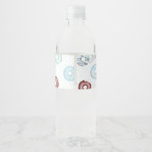 Blue Donuts and Diapers Baby shower Waterfles Etiket (Achterkant)