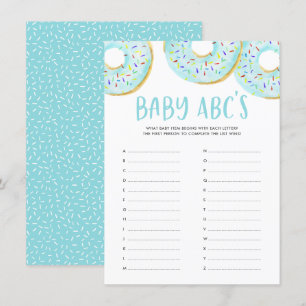Blue Donuts Baby shower Baby ABC-spelkaart Informatiekaartje