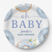 Blue Donuts Baby Shower Brunch Papieren Bordje (Voorkant)