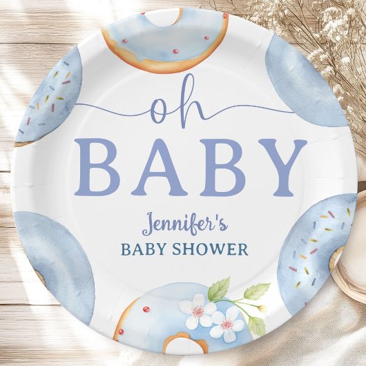 Blue Donuts Baby Shower Brunch Papieren Bordje