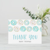Blue Donuts Baby shower Dank u Bedankkaart (Staand voorkant)