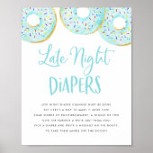 Blue Donuts Baby shower Late Night Luiers Spel Poster (Voorkant)