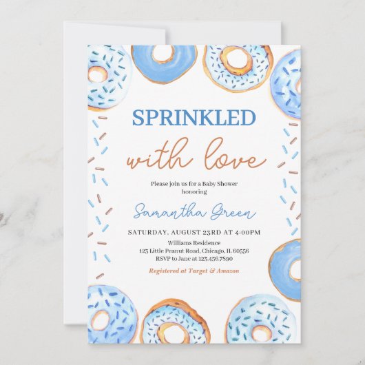 Blue Donuts Baby Sprinkle Baby shower Kaart (Voorkant)