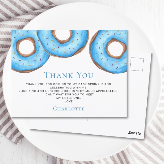 Blue Donuts Baby Sprinkle Bedankt Briefkaart