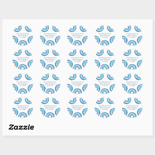 Blue Donuts Baby Sprinkle Ronde Sticker (Vel)