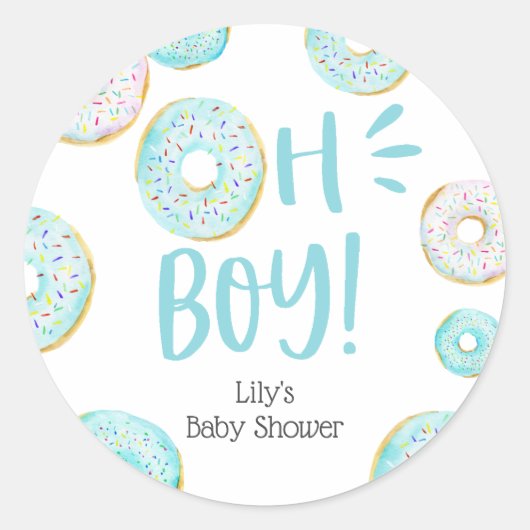Blue Donuts Baby Sprinkle Ronde Sticker (Voorkant)