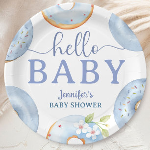 Blue Donuts Hello Baby Shower Brunch Papieren Bordje