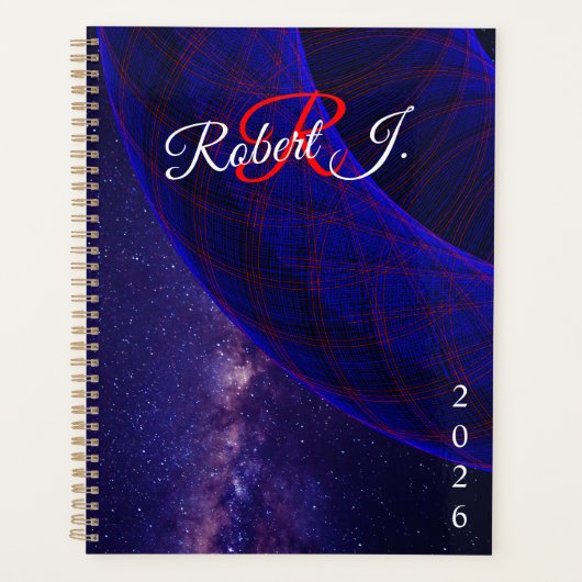 Blue Donuts In Outer Space Geometric Planner (Voorkant)